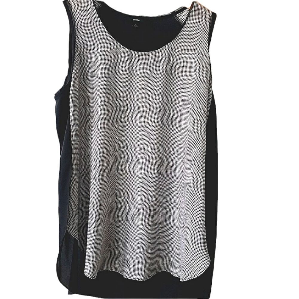Mossimo Black & White Abstract Dot Hi Low Hem Tank Top size L